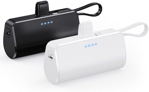 Ultra-Compact 2 Pack Mini Portable Charger 5200 m Ah with PD Fast Charging & LCD Display – Stylish Battery Backup Power Bank for i Phone 14/13/12/XR/7/6 – Your Essential On-the-Go Charging Solution