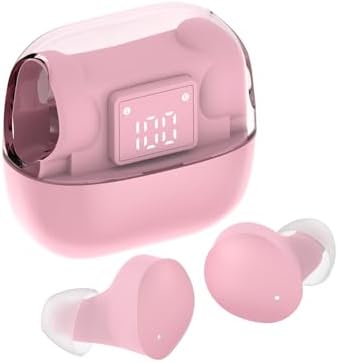 KOSETON Chic Pink Wireless Earbuds with Bluetooth V5.3 – Premium Hi-Fi Sound Quality and Elegant Transparent Charging Case – Stylish Audio Solution for Young Women Seeking Comfort and Effortless Connectivity