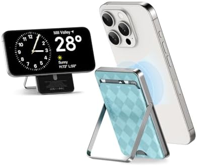 Kuulaa Slim 5000 m Ah Mag Safe Battery Pack: Stylish Portable Charger & Power Bank with Integrated Wallet and Stand, 20 W USB-C PD Fast Charging for i Phone 15/14/13/12 Series (Blue) – Effortless Wireless Convenience & Enhanced Device Compatibility