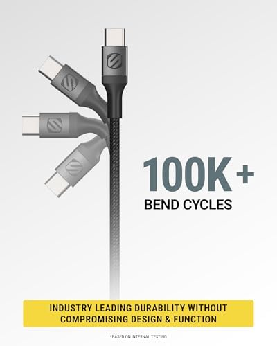 Scosche CCi4 B4 PWT 4 FT 2-in-1 Braided USB-C to Lightning & USB-C Charge Cable – Universal Fast Charging Cord for i Phone, i Pad, Galaxy & More – Durable Multi-Device Sync Solution for Home and On-the-Go Convenience