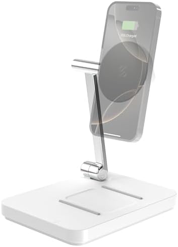 Scosche MSQFG2 N1 WT Magic Mount Travel 2-in-1 Magnetic Wireless Charging Station – Sleek Fast Charger for i Phone 12/13/14/15/16 Pro Max & Air Pods, Compact Foldable Design for Ultimate Portability and Enhanced Mag Safe Compatibility, White
