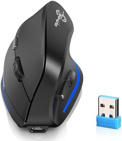 Elevate Your Productivity with ECHTPower Ergonomic Wireless Vertical Mouse – Multi-Device Bluetooth Connectivity, Adjustable DPI Up to 2400, LED Light for Enhanced Visibility, Perfect for PC, Laptop & Mac Users Seeking Comfort and Efficiency