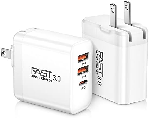 30 W 3-Port USB C Charger 2 Pack by i Seeker Kit – Fast Charge Your i Phone 14/13/Pro Max, Samsung Galaxy, and Pixel 7 with Foldable Wall Plugs for Ultimate Portability and Versatility – High-Speed PD 3.0 and Dual USB-A Compatibility for Efficient Multi-Device Power Supply – Perfect for Travel, Home, or Office Use – Compact Design for On-the-Go Charging and Enhanced Durability