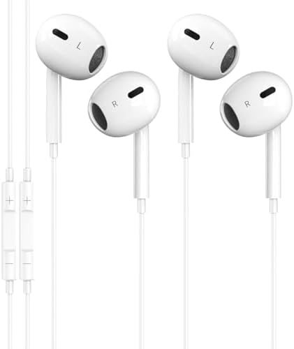 Premium Dual Pack Odd Paddle MFi Certified Wired Earbuds for i Phone – Unmatched Audio Quality & Comfort with Built-in Microphone and Volume Control | Perfectly Compatible with i Phone 14/13/12/11/XR/X/8/7 | Ideal for Music Enthusiasts, Clear Calls, and Daily Use | Exceptional Sound Experience for All i OS Devices