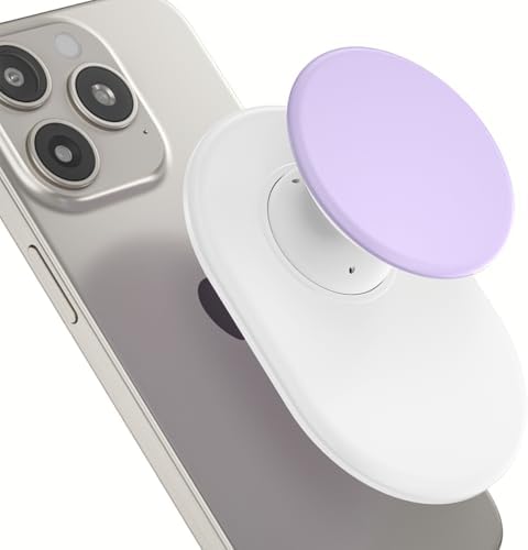 AUROX Mag Safe Phone Grip and Stand – Expandable Collapsible Mobile Holder for i Phone 12-16 Series – Secure Magnetic Attachment in Chic White & Pink – Versatile Kickstand for Streaming and Hands-Free Use – Enhance Usability and Style for Everyday Convenience
