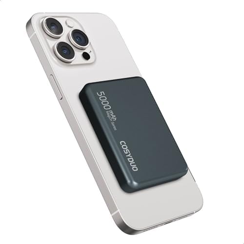 Pocket-Sized 5000 m Ah Magnetic Wireless Charger – Ultra-Slim Power Bank with PD 20 W Fast Charging for i Phone 16/15/14/13 | Essential Travel Accessory with USB-C Compatibility for On-the-Go Power Solutions
