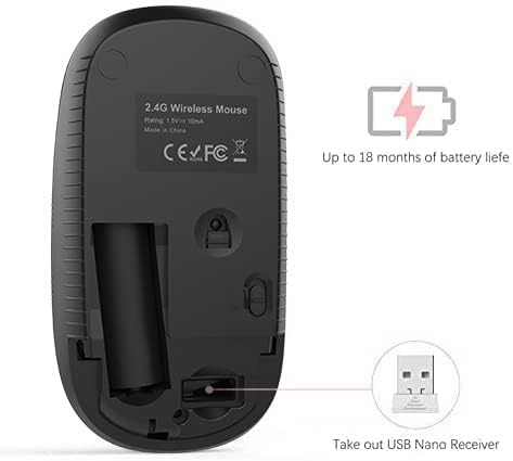 Sleek Vssoplor Wireless Mouse – Ultra-Slim Silent Optical Companion for Laptops & PCs | 2.4 GHz Nano Receiver, Perfect for Quiet Workspaces & Travel | Enhanced Compatibility for Windows, Mac & Linux