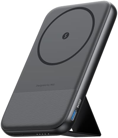 Ultra-Slim 10000 m Ah INIU Mag Safe Portable Charger with 27 W Fast Charging – Magnetic Power Bank for i Phone 15 Series, Foldable Stand & USB-C Connectivity for Effortless Wireless Charging on the Go