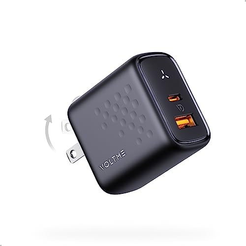 VOLTME 35 W Dual USB-C Wall Charger – Compact Fast Charging Power Adapter with PPS Technology for i Phone 14/13, Mac Book Air, i Pad Pro & Galaxy Devices – Portable & Foldable for Home, Office, and Travel Power Needs