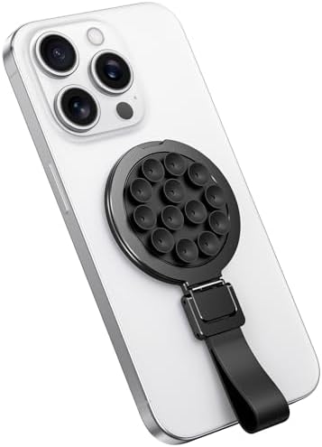 KEEPRO Mag-Safe Magnetic Phone Mount Stand – Ultimate Hands-Free Grip for i Phone 12-16 Series, Enhanced Suction Cup Stability for Tik Tok & Instagram Videos, Silicone Ring Holder for Secure Use, Sleek Black Design for Content Creators