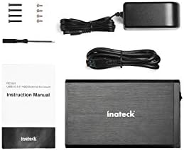 Inateck RGB 3.5-Inch SATA Hard Drive Enclosure – USB 3.0 External Case for 2.5”/3.5” HDD & SSD with 20 TB Capacity Support, 12 V/2 A Power Adapter, and Versatile Expansion Ports – Ideal for Gamers and Tech Enthusiasts – Enhance Data Management with Stylish RGB Lighting