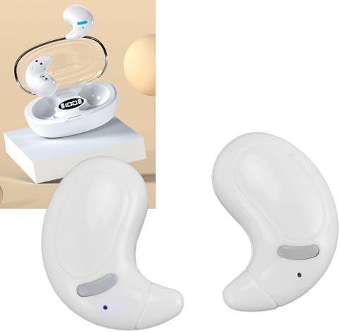 Transform Your Audio Experience with Next-Gen Invisible Bluetooth 5.3 Sleep Headphones – Ultra-Light Wireless Earbuds Tailored for Side Sleepers, Equipped with Intuitive Touch Controls for Effortless Sound Management, Perfect for Comfort During Sleep, Workouts, or Commutes (White) – Embrace the Future of Comfortable Listening with Durable Mini In-Ear Design
