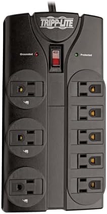 Tripp Lite TLP808 B 8-Outlet Surge Protector with 8 ft. Right Angle Cord – Premium Power Strip for Home and Office, 2880 Joules Protection, Lifetime Warranty, Ideal for Computers and Gaming Systems