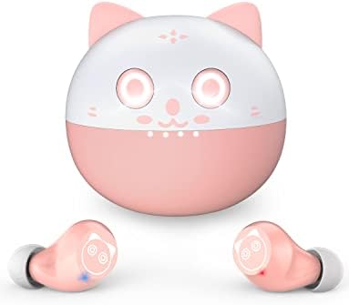Kids Bluetooth 5.3 Wireless Earbuds with Touch Control – Adorable Pink Kitty Charging Case, IPX5 Waterproof Design, Hi-Fi Stereo Sound, Built-in Microphone for Clear Calls – Perfect for Young Music Lovers and Gamers