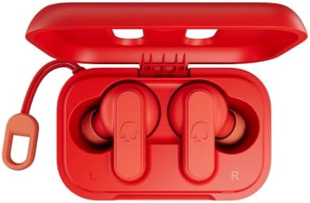 Skullcandy Dime Wireless Earbuds – Sweat-Resistant In-Ear Headphones with 12-Hour Battery Life, Built-in Microphone, and Universal Bluetooth Compatibility – Stylish Red Design for Active Lifestyles