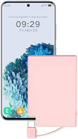 TNTOR Ultra-Slim USB-C Power Bank with Built-in Cable – Pocket-Sized Charger for i Phone 15/16 and Android Devices – Fast Charging, Lightweight, and Wallet-Friendly Battery Pack for On-the-Go Power Solutions