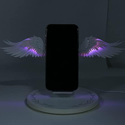 Elevate Your Charging Experience with the 10 W Angel Wing Wireless Charging Stand – Fast, Chic, and Universally Compatible with All Phones – Features Overload Protection and 7 Customizable Color Schemes for Ultimate Personalization