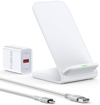 15 W Fast Wireless Charging Stand for Android & Apple Devices – Compatible with Google Pixel 9 Pro, Samsung Galaxy S24, and i Phone 16 – Sleek QI Charger with Power Adapter Included for Effortless Charging Experience