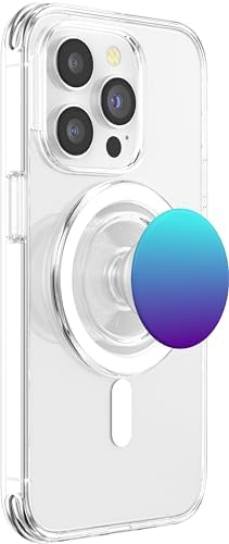 Simple Solid Color Chic Teal Purple Aqua Blue Ombre Design PopSockets MagSafe PopGrip for iPhone – Enhanced Compatibility and Speed
