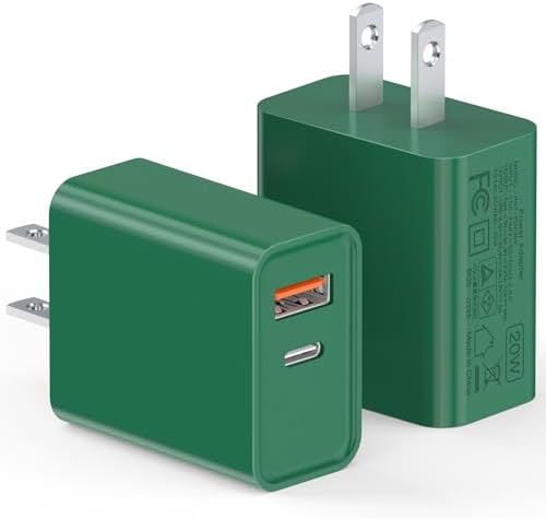 LCGENS 20 W Dual Port USB C Wall Charger Block – 2-Pack Fast Charging Power Adapter for i Phone 11/12/13/14/15/16 Pro Max, i Pad Pro, Samsung Galaxy – Portable and Efficient Charging Solution for Multiple Devices