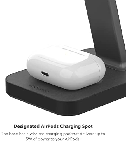 Mophie Snap+ 15 W Wireless Charger – 2-in-1 Adjustable Charge Stand & Pad with Snap+ Adapter for Enhanced Compatibility, Steel Base for Durability, Perfect for i Phones, Air Pods, and Qi-Enabled Devices – Streamline Your Charging Experience with Fast, Tangle-Free Power