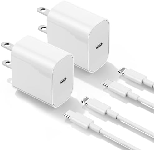 Ultimate 20 W Fast Charging Solution: Apple Certified 6 ft USB-C to Lightning Cable with High-Speed Charger Block – Ideal for i Phone 14 Pro Max, 13 Plus, 12 Mini, 11 & i Pad – Convenient 2-Pack for Home and On-the-Go Use