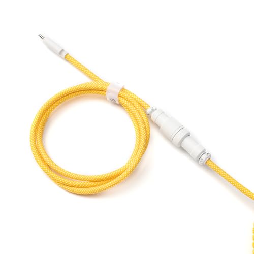 Keychron Light Pink Custom Coiled Aviator Cable – High-Performance USB-C to USB-C with Detachable Metal Connector (5-Pin GX12) for Mechanical Keyboards, Durable Braided Design with USB-A Adapter for Enhanced Charging and Data Transfer Efficiency