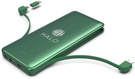 HALO HUB-LINK™ 10,000 m Ah Power Bank with Integrated Cables & Fast Charging – Ultimate Portable Charging Solution for All Devices – Seamless Compatibility & Smart Battery Protection – Compact Design for On-the-Go Power