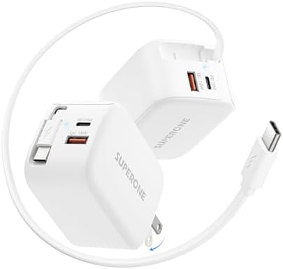 Revolutionize Your Charging Routine with the SUPERONE 3-in-1 USB C Charger Block – 58 W Fast Retractable Wall Charger for i Phone 16/15/14/13/12/11 and i Pads, Featuring 35.4-inch Tangle-Free Cable for Ultimate Portability and Enhanced Device Compatibility