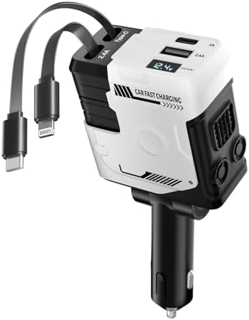 Celestial Power: 4-in-1 Starlight Retractable Car Charger with Fast Dual USB Ports – Compatible with i Phone 15/14/13 – Innovative Tangle-Free Charging Solution for Enhanced Portability and Style