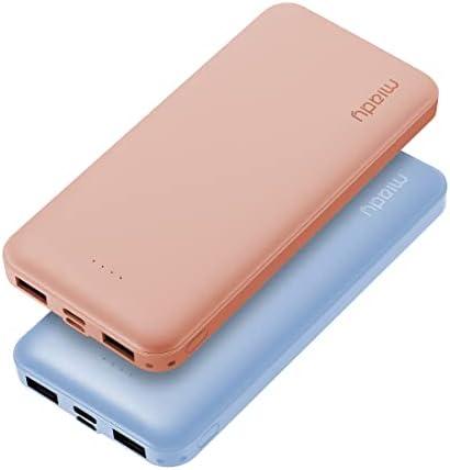 Miady 2-Pack 10000 m Ah Dual USB Portable Charger – High-Speed USB-C Power Bank for i Phone 15/14/13, Galaxy S23/22, Pixel and More – Dual Device Charging, Lightweight Design for Travel & Outdoor Use – Ultimate Backup Battery Solution