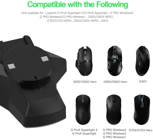 AWINNER Wireless Charging Dock for Logitech Mice – Ultimate Compatibility with G Pro X Superlight, G403, G502 Series, G703 & G903 – Fast Charging & LED Status Indicators for Uninterrupted Gaming Performance