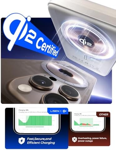 LISEN Qi2 Certified 15 W Mag Safe Portable Charger – 10,000 m Ah Battery Pack with Foldable Stand, Fast 30 W USB-C Charging for i Phone 16/15/14/13 – Sleek Wireless Power Bank for On-the-Go Convenience and Enhanced Compatibility