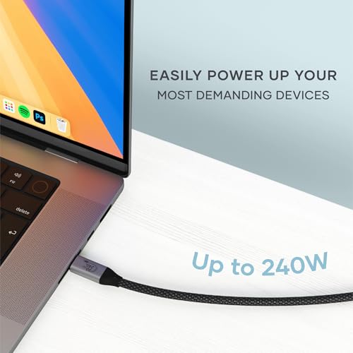 Satechi USB C to USB C 4.0 Pro Cable – 240 W Power Delivery, 8 K @ 60 Hz & 4 K @ 120 Hz Support, 40 Gbps High-Speed Data Transfer, USB-IF Certified for Ultimate Performance, 4 ft Length for Versatile Use – Ideal for Gamers & Professionals