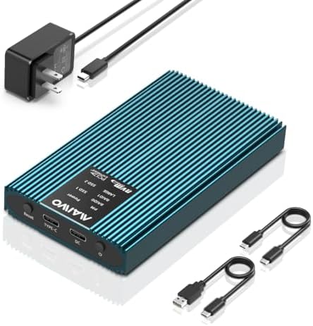MAIWO M.2 NVMe Dual Bay SSD Cloner – High-Speed 20 Gbps USB-C Enclosure for Effortless Data Duplication, Supports M-Key PCIe NVMe/AHCI Up to 16 TB, Ideal for Seamless Backup and Migration, Compact Design for Ultimate Portability and Efficiency