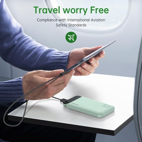 10000 m Ah Slim Portable Power Bank – Fast Charging External Battery Pack with Dual USB 2.4 A Outputs & USB-C Compatibility for i Phone 12-16, Huawei, Samsung Galaxy S20, & Android Tablets – Ideal for Travel and Daily Use