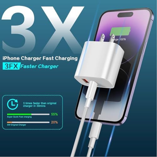 Efficient Dual-Port USB-C Wall Charger for i Phone 15 & 16 | Includes Two Extra Long 10 FT Cables | Rapid Charging for i Pad Pro and Smartphones | Perfect for Frequent Travelers and Busy Lifestyles