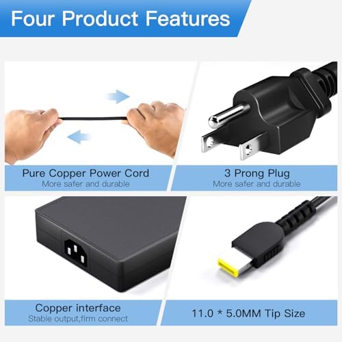 High-Efficiency 300 W AC Power Adapter for Lenovo Legion & Think Pad – Reliable 20 V 15 A Charger for Legion 7/7 i, Y720/Y740, R9000/R7000 Models – Includes 11 x5 mm Connector & Durable Power Cord – 30-Day Satisfaction Guarantee and 24/7 Customer Support