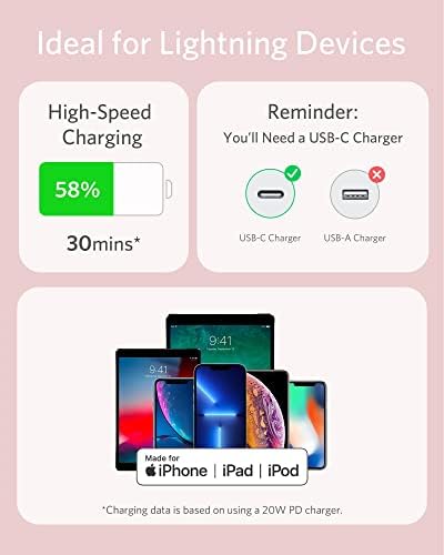 Anker 6 FT MFi Certified USB C to Lightning Cable – Rapid Power Delivery for i Phone 13 Pro, 12 Pro Max, 12, 11, X, XS – Durable Misty Blue Charging Solution with Reinforced Connectors for Optimal Performance and Stylish Flexibility