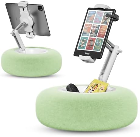 Adjustable Tablet Pillow Stand with Detachable Snack Bowl – Perfect for Kindle, i Pad, and Phones (4.7″-13″) – Hands-Free Streaming and Reading Comfort in Stylish Pink – Ultimate Convenience for Home and On-the-Go