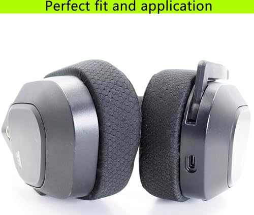 Upgrade Your Corsair HS80 RGB Wireless Headphones with Premium Replacement Ear Pads – Soft Football Mesh Weave & Plush Memory Foam for Ultimate Comfort and Enhanced Noise Isolation – Easy Installation in Classic Black – Perfect for Long Gaming Sessions and Music Enjoyment