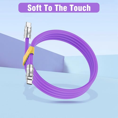 USB C to USB C Silicone Cable 2Pack 10FT, Ultra Flexible & Soft USB Type C 100W Fast Charging Cable, Geek Industrial PD Data Transfer Cable for Phones,Tablet,Laptops(Yellow) – Enhanced Compatibility and Speed