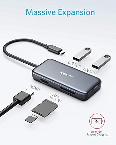 Anker 5-in-1 USB C Hub – Ultimate Power Adapter with 4 K HDMI, Dual USB 3.0 Ports, SD & micro SD Card Readers for Seamless Connectivity on Mac Book Pro, i Pad Pro, Pixelbook & More – Enhance Your Digital Experience with High-Speed Transfers and Stunning Displays