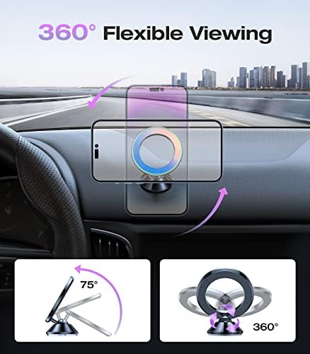 VICSEED Magnetic Phone Holder for Car Dashboard – Colorful Gradient Mag Safe-Compatible Mount for i Phone 12-16 Pro Max & Samsung Devices – Ultimate Durability with All-Metal Construction – Secure Grip for Bumpy Rides – Effortless One-Handed Operation – Perfect Blend of Style & Functionality for Enhanced Driving Experience