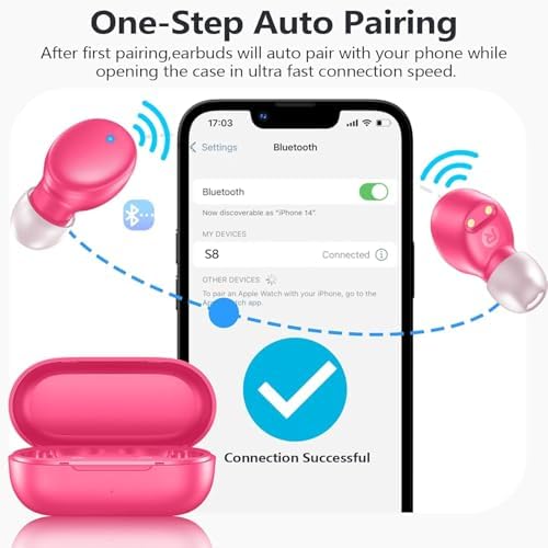 Ultra-Lightweight MOZOTER S8 Mini Wireless Earbuds – Bluetooth 5.3 Headphones with 60 Hours Playtime, Deep Bass Performance, Sweat-Resistant Design in Trendy Purple, Optimal Comfort for Sports & Daily Use