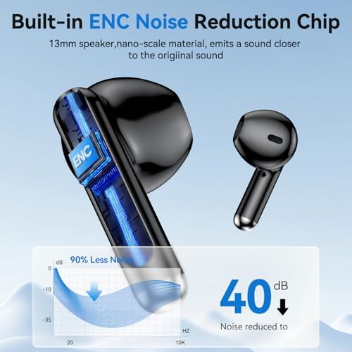 Revolutionary Bluetooth 5.4 Wireless Earbuds with Exceptional 50-Hour Playtime and Powerful Deep Bass – IPX7 Waterproof Design for Active Lifestyles – Sleek Black Charging Case Featuring Battery Indicator for Ultimate Convenience and Durability