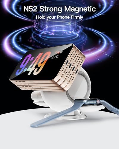 Ultimate 2025 3-in-1 Wireless Charging Station: Fast Mag-Safe Compatible Dock for i Phone 12-16 Series, Air Pods & Apple Watch – Sleek Black Design for Home & Office Efficiency