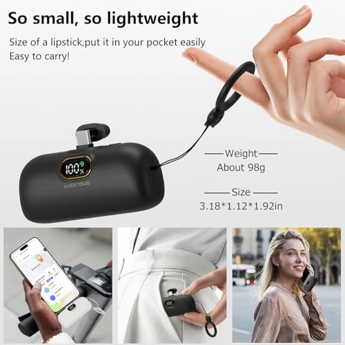 LUCKYDUO 5000 m Ah Ultra-Compact Power Bank with 20 W Fast Charging – Lightweight USB-C Portable Charger for i Phone 15/16, Air Pods, Samsung Galaxy & Android Devices – LED Battery Status Display for Effortless Power Management