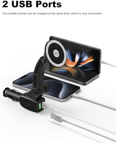 Mag Safe Car Mount with Dual USB Fast Charger – Magnetic Smartphone Holder for i Phone 16 to 8 & All Devices – Secure Navigation & Rapid Charging Solution – Compact, Durable Design for Ultimate Hands-Free Convenience – Enhance Your Driving Experience with Seamless Compatibility and Premium Quality