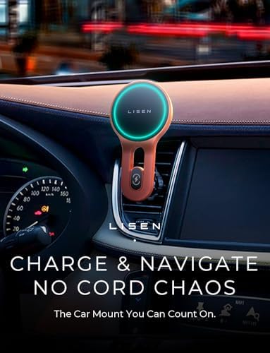 LISEN 15 W Mag Safe Car Mount Charger – Ultra-Fast Magnetic Wireless Phone Holder for i Phone 12-16 & Samsung Devices – Secure Vent Installation, Effortless Navigation & Sleek Design for Modern Drivers – Essential Fast Charging Accessory for On-the-Go Lifestyles